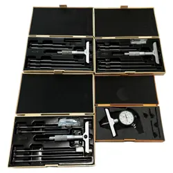 MITUTOYO DEPTH MICROMETER LOT OF 3 / 407815 505912 & DIAL DEPTH GAUGE 2904S