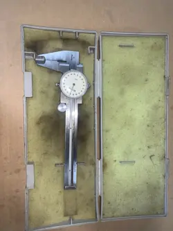 “AS IS” MITUTOYO 4” DIAL CALIPER WORKS BUT NEED SOME REPAIR CASE  INCLUDED .