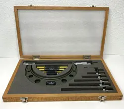 MITUTOYO NO. 104-137 OUTSIDE MICROMETER SET W/6 INTERCHANGEABLE ANVILS - NICE!
