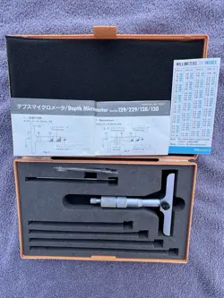 MITUTOYO 129-132 0-6 INCH DEPTH MICROMETER SET: 6 RODS, W/CASE - EXCELLENT 