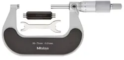 MITUTOYO 102-302 OUTSIDE MICROMETER, HEAT INSULATED FRAME, 25-50MM RANGE, 0.01MM