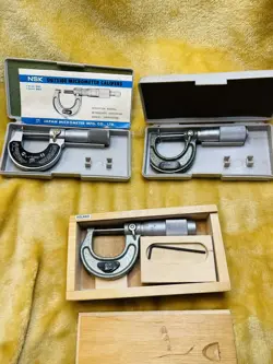 MACHINIST OUTSIDE MICROMETER LOT OF 3 - VINTAGE NSK , MITUTOYO , POLISH MADE