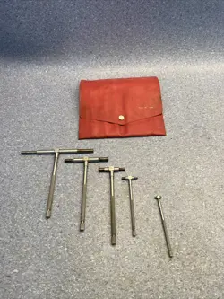 VINTAGE MITUTOYO 5 PC TELESCOPING GAGE SET - W VINYL CASE