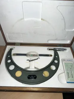 MITUTOYO 9-10  OUTSIDE MICROMETER W/ WOODEN CASE JAPAN - NICE!!!