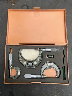 VINTAGE MITUTOYO 103-929 OUTSIDE MICROMETER SET OF 3, 0-3 IN, .001 IN