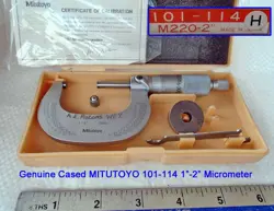 VINTAGE CASED GENUINE MITUTOYO RATCHET MICROMETER NO:101-114 0-2