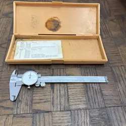 VINTAGE MITUTOYO 505-633 150MM DIAL CALIPER TOOL MADE IN JAPAN CASE PAPER WORK