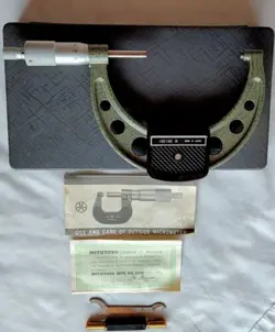 MITUTOYO 75-100 0.01MM OUTSIDE MICROMETER 103-140B CASE, PAPERWORK