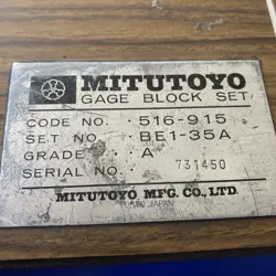 MACHINIST TOOL: MITUTOYO GAGE BLOCK SET 516-915 BEI-35-A