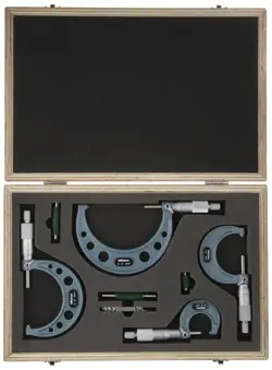 MITUTOYO 103-930 OUTSIDE MICROMETER SET WITH STANDARDS, RATCHET STOP, 0-4