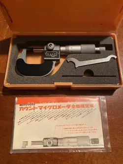 MITUTOYO MICROMETER 193-111 W/ CASE AND PAPERWORK VINTAGE