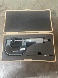 MITUTOYO 0-1 DISC FLANGE MICROMETER NO 123-125 .001 WITH RATCHET AND LOCK