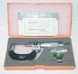MITUTOYO 204-165 DIGITAL OUTSIDE MICROMETER, 0-2”, CARBIDE TIP