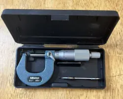 MITUTOYO 115-253 0-1” SPHERICAL MICROMETER .0001” RATCHETING W/CASE & WRENCH