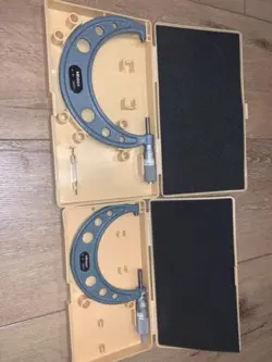 TWO EX MITUTOYO MICROMETER 3-4” & 4-5” OUTSIDE MICROMETERS   CASE READING .0001”
