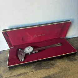 MITUTOYO .001 NO. 505-629 HARDENED STEEL DIAL CALIPERS IN FELT LINED HARD CASE