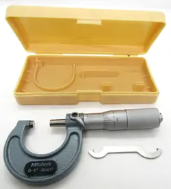 MITUTOYO MICROMETER 0-1 .0001 WITH CASE & WRENCH.