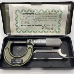 MITUTOYO 103-135 OUTSIDE MICROMETER 0-1” 0.0001” CARBIDE CASE JAPAN BRAZIL