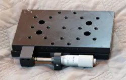 NEWPORT 435 TRANSLATION SINGLE AXIS STAGE 6 X 3.5 INCH  WITH MITUTOYO MICROMETER