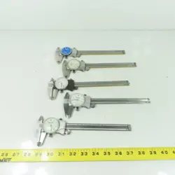 MITUTOYO MACHINIST DIAL CALIPERS 505 SERIES MIXED LOT OF 5 FOR PARTS OR REPAIR