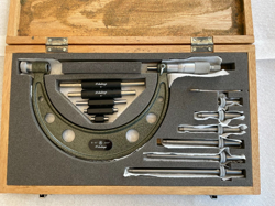 MITUTOYO 0-6”,  .001, MICROMETER SET W/ STANDARDS AND WOOD CASE 104-137