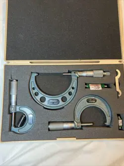 3 PIECE MITUTOYO STANDARD MICROMETER 0-3” SET GOOD CONDITION COMES WITH BOX&TOOL
