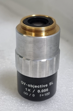 MITUTOYO QV-OBJECTIVE SL 1 X /0.056 ∞ / 0   F=100  MICROSCOPE OBJECTIVE LENS