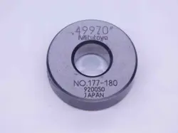MITUTOYO .4997 MASTER PLAIN BORE RING GAGE .5000 -.0003 1/2 12.692 SET 177-180