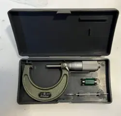 MITUTOYO 103-136 .0001 MICROMETER KIT 1”-2” THUMB LOCK W/CASE, STANDARD, WRENCH
