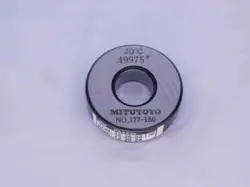 MITUTOYO .49975 MASTER PLAIN BORE RING GAGE .5000 -.0002 1/2 12.694 .500 177-180