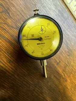 MITUTOYO 2050S-01 METRIC INDICATOR - .01MM X 20MM TRAVEL DIAL - YELLOW FACE