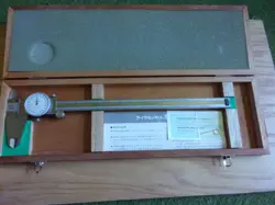 MITUTOYO 12 INCH DIAL CALIPER 505-628-50 WITH WOODEN CASE, MADE IN JAPAN