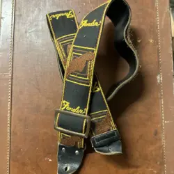 1960S-EARLY 70S FENDER GUITAR STRAP WITH VERY DESIRABLE STRAIGHT LOGO.
