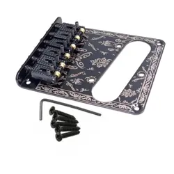 BLACK RETRO FOR FENDER TELECASTER ELECTRIC GUITAR BRIDGE 6-SADDLES CONTROL PLATE