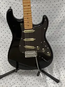Black Electric Guitar Assembled From Mostly Fender Parts.  ST Style