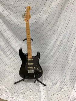 Black Electric Guitar Assembled From Mostly Fender Parts.  ST Style