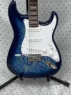 Blue Paisley Electric Guitar Assembled From Mostly Fender Parts.  ST Style