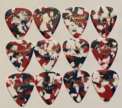 12 VINTAGE-LATE 80’S FENDER GUITAR PICKS-351 SHAPE-CONFETTI CELLULOID HEAVY-NOS