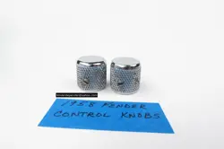 1958 FENDER CONTROL KNOB SET FLAT TOP CHROME KNURLED TELECASTER P BASS DUO-SONIC