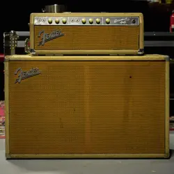 1963 FENDER BASSMAN PIGGYBACK AMP TEXTURED CREAM TOLEX AND JENSEN-LOADED CAB
