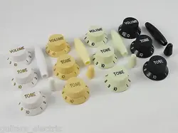 KNOBS & TIPS SET FOR USA/MEX FENDER & ALL OTHER STRATOCASTER GUITARS 4 COLOURS