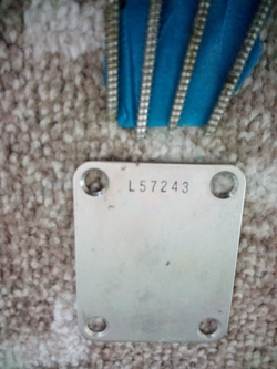 1964-65 VINTAGE FENDER NECK PLATE L 57243 STRAT TELE JAZZ P BASS ORGINAL4 SCREWS