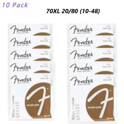 10 PACK(10-48) 70XL 20/80 BRONZE EXTRA LIGHT ACOUSTIC GUITAR STRINGS FOR FENDER