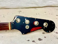1965 FENDER JAZZ BASS GUITAR NECK-BLACK REFIN OVER CANDY APPLE RED VINTAGE 1960S