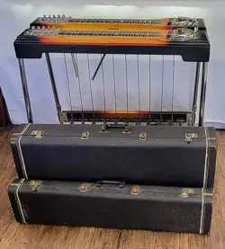 1960'S RARE FENDER DOUBLE NECK PEDAL 2000 LAP STEEL GUITAR WITH LEGS AND CASE