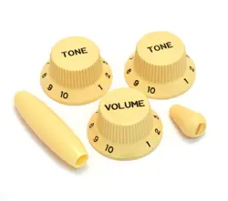 CREAM KNOB/TREM/SWITCH TIP SET FOR FENDER STRATOCASTER/STRAT PK-0178-028