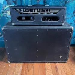 1965 FENDER BANDMASTER VINTAGE BLACKFACE PIGGYBACK SET HEAD & 2X12 CABINET!