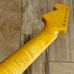 12” RADIUS FLAME MAPLE STAINLESS FRET STRAT NECK NITRO FIT FENDER ARMOTH SM12B