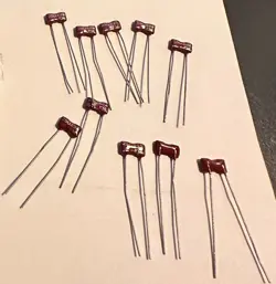 10 EL MENCO 250PF 3% SILVER MICA RADIAL CAPACITORS N.O.S. FENDER TWEED AMP