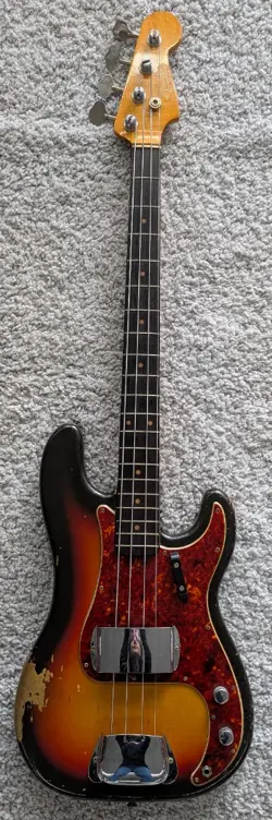 1963 FENDER PRECISION BASS, 3 COLOR SUNBURST WITH OHS CASE - ALL ORIGINAL - WOW!